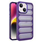 For iPhone 14 Cooling Armor Translucent Mesh Breathable Phone Case(Purple)