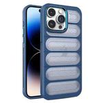 For iPhone 14 Pro Max Cooling Armor Translucent Mesh Breathable Phone Case(Blue)