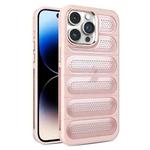 For iPhone 14 Pro Max Cooling Armor Translucent Mesh Breathable Phone Case(Pink)