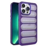For iPhone 13 Pro Max Cooling Armor Translucent Mesh Breathable Phone Case(Purple)
