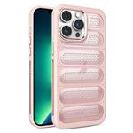 For iPhone 13 Pro Max Cooling Armor Translucent Mesh Breathable Phone Case(Pink)