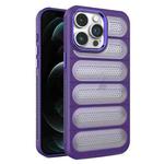 For iPhone 12 Pro Max Cooling Armor Translucent Mesh Breathable Phone Case(Purple)