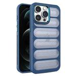 For iPhone 12 Pro Max Cooling Armor Translucent Mesh Breathable Phone Case(Blue)
