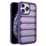 For iPhone 11 Pro Max Cooling Armor Translucent Mesh Breathable Phone Case(Purple)
