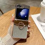 For Samsung Galaxy Z Flip5 5G Electroplated PC Starry Sky Glitter Shockproof Phone Case with Ring(Black)