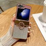 For Samsung Galaxy Z Flip6 5G Electroplated PC Starry Sky Glitter Shockproof Phone Case with Ring(Pink)