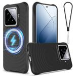 For Xiaomi 14 Pro Wave Texture MagSafe Magnetic Liquid Silicone Phone Case(Black)