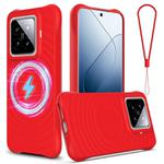 For Xiaomi 14 Pro Wave Texture MagSafe Magnetic Liquid Silicone Phone Case(Red)