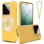 For Xiaomi 14 Wave Texture MagSafe Magnetic Liquid Silicone Phone Case(Yellow)