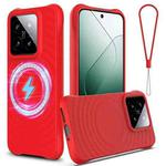 For Xiaomi 14 Wave Texture MagSafe Magnetic Liquid Silicone Phone Case(Red)