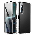 For Sony Xperia 1 V HD Magnetic Metal Tempered Glass Phone Case(Silver)