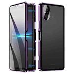 For Sony Xperia 5 V HD Magnetic Metal Tempered Glass Phone Case(Purple)