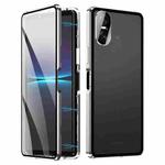 For Sony Xperia 10 VI HD Magnetic Metal Tempered Glass Phone Case(Silver)