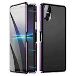 For Sony Xperia 10 VI HD Magnetic Metal Tempered Glass Phone Case(Purple)