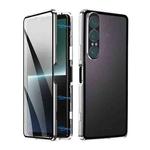 For Sony Xperia 1 VII HD Magnetic Metal Tempered Glass Phone Case(Silver)