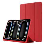 For iPad Pro 13 2024 Skin Feel Tri-fold Leather Tablet Case with Pen Slot(Red)