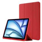 For iPad Air 11 2024 Skin Feel Tri-fold Leather Tablet Case with Pen Slot(Red)