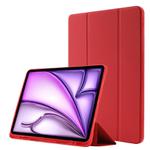 For iPad Air 13 2025 / 2024 Skin Feel Tri-fold Leather Tablet Case with Pen Slot(Red)
