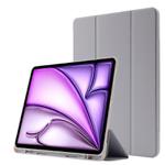 For iPad Air 13 2025 / 2024 Skin Feel Tri-fold Leather Tablet Case with Pen Slot(Grey)