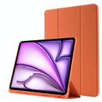 For iPad Air 13 2025 / 2024 Skin Feel Tri-fold Leather Tablet Case with Pen Slot(Orange)