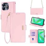 For Infinix Smart 8 4G Crossbody Chain Leather Phone Case(Pink)