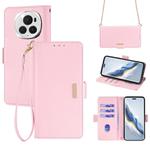 For Honor Magic6 Pro Crossbody Chain Leather Phone Case(Pink)