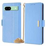 For Google Pixel 8a Crossbody Chain Leather Phone Case(Blue)