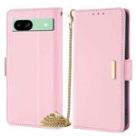 For Google Pixel 8a Crossbody Chain Leather Phone Case(Pink)