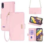 For LG K22 Crossbody Chain Leather Phone Case(Pink)