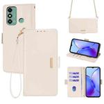 For ZTE Blade A53 4G Crossbody Chain Leather Phone Case(White)