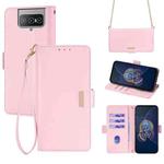 For ASUS Zenfone 8 Flip ZS672KS Crossbody Chain Leather Phone Case(Pink)