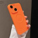 For iPhone 13 Wave Texture PC Shockproof Phone Case(Orange)