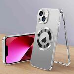 For iPhone 13 Magnetic HD Tempered Glass Phone Case(Silver)