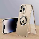 For iPhone 14 Pro Magnetic HD Tempered Glass Phone Case(Gold)