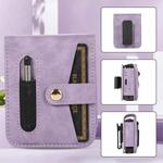 For Samsung Galaxy Z Flip5 5G PC Foldable Shockproof Leather Phone Case with Stylus(Purple)