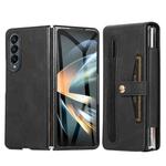 For Samsung Galaxy Z Fold4 5G PC Foldable Shockproof Leather Phone Case with Stylus(Black)