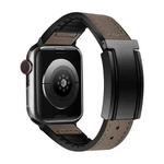 For Apple Watch 42mm Trapezoid Fold Magnetic Buckle Silicone PU Watch Band(Brown)