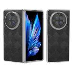 For vivo X Fold3 Frosted Transparent Frame Hinge Weave Plaid PU Phone Case(Black)