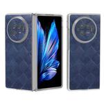 For vivo X Fold3 Frosted Transparent Frame Hinge Weave Plaid PU Phone Case(Blue)