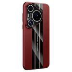 For Huawei Pura 70 Pro / Pura 70 Pro+ Electroplated Paint Hybrid Frame Genuine Leather Phone Case(Wine Red)