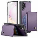 For Samsung Galaxy Note10+ 5G JEEHOOD J05 Business Magnetic Style RFID Leather Phone Case(Purple)