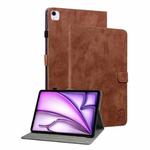 For iPad Air 13 2024 Embossed Tiger Pattern Leather Tablet Case(Brown)