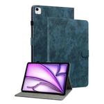 For iPad Air 13 2024 Embossed Tiger Pattern Leather Tablet Case(Dark Blue)