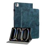 For iPad Pro 11 2024 Embossed Tiger Pattern Leather Tablet Case(Dark Blue)