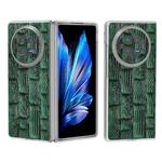 For vivo X Fold3 Frosted Transparent Edge Genuine Leather Mahjong Pattern Phone Case(Green)