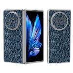 For vivo X Fold3 Frosted Transparent Edge Genuine Leather Canopy Phone Case(Blue)