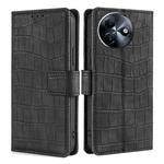 For Itel S24 4G Skin Feel Crocodile Magnetic Clasp Leather Phone Case(Black)