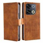 For Itel P65 Skin Feel Crocodile Magnetic Clasp Leather Phone Case(Brown)