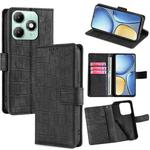 For itel A90 4G Skin Feel Crocodile Magnetic Clasp Leather Phone Case(Black)