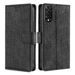 For TCL 505 4G Skin Feel Crocodile Magnetic Clasp Leather Phone Case(Black)